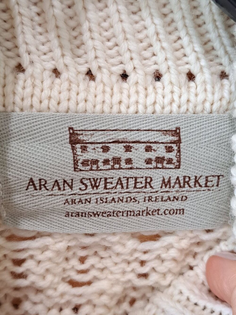 Aran Sweater Market XL Ireland Cream Cable Knit Turtleneck Sweater Merino Wool - Picture 2 of 11